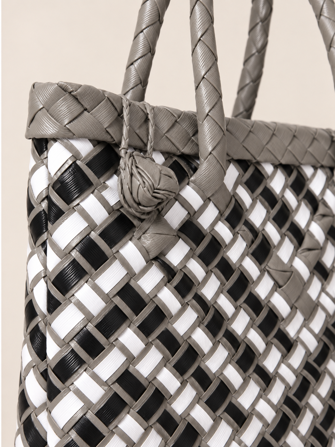 Habi Uling recycled-polypropylene structured bayong tote, woven detail