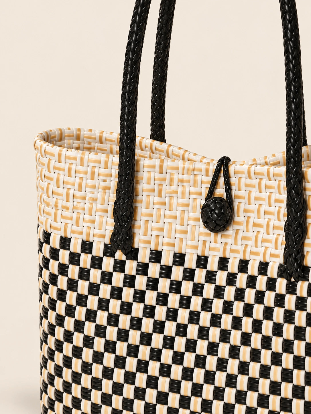 Habi Araw-Gabi recycled-polypropylene structured bayong tote, woven detail