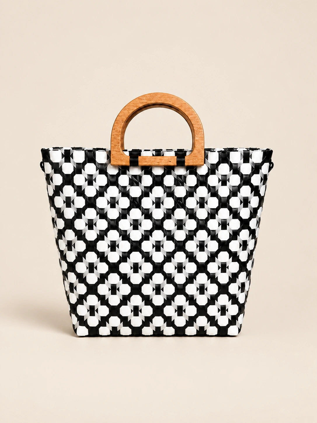 Habi Diwata recycled-polypropylene structured bayong tote, back view