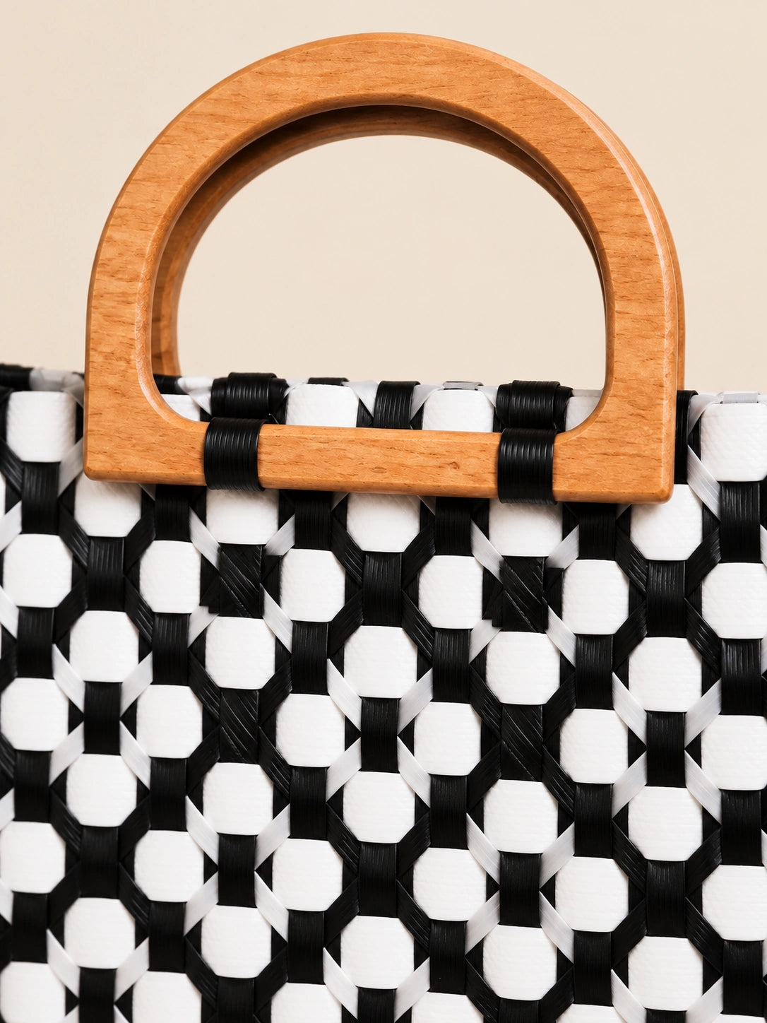 Habi Diwata recycled-polypropylene structured bayong tote, woven detail