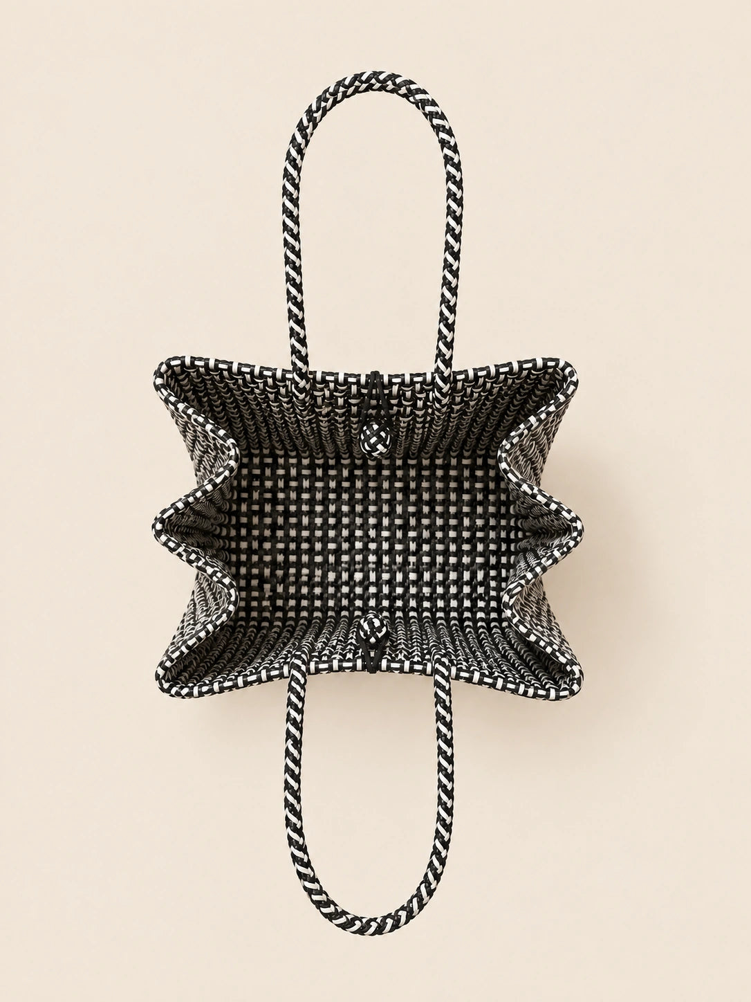 Habi Abo recycled-polypropylene structured bayong tote, interior view