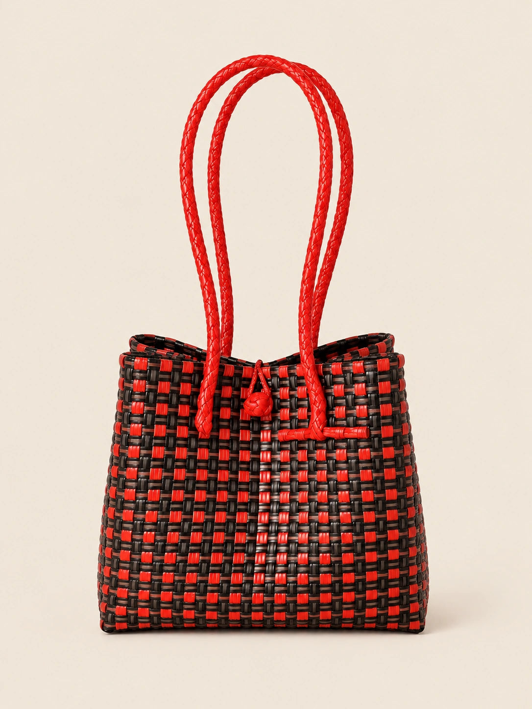 Habi Baga recycled-polypropylene structured bayong tote, front view