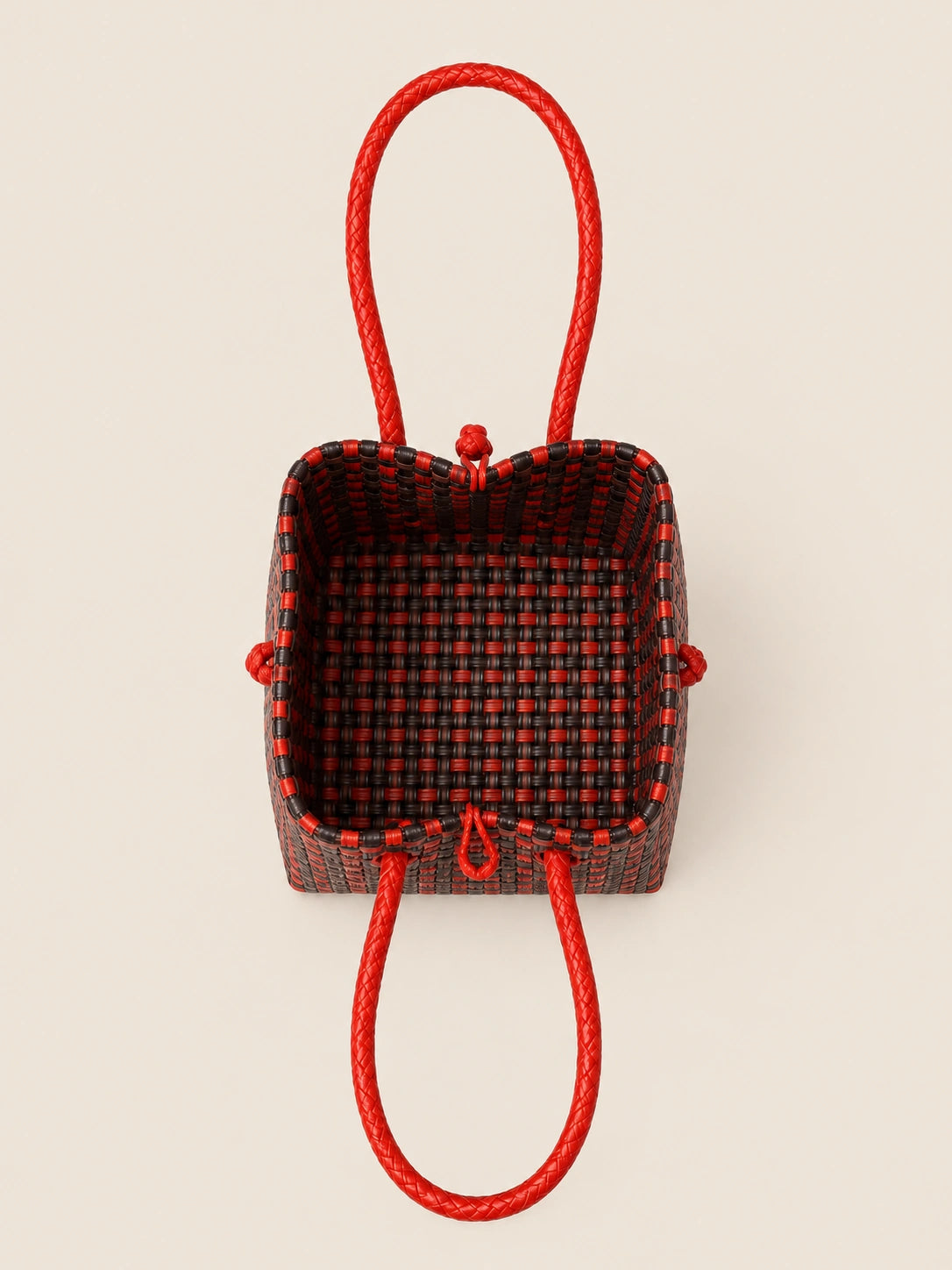 Habi Baga recycled-polypropylene structured bayong tote, interior view