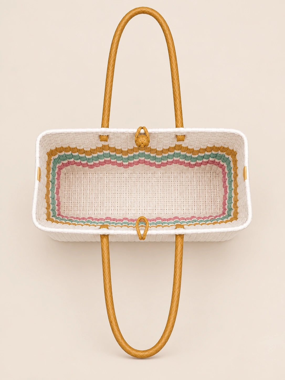 Habi Bahaghari — Chevron recycled-polypropylene structured bayong tote, interior view