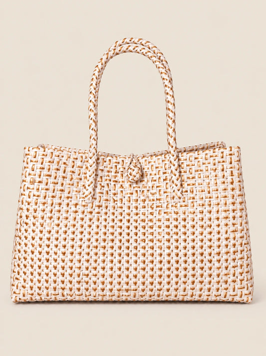 Habi Buhangin recycled-polypropylene structured bayong tote, front view