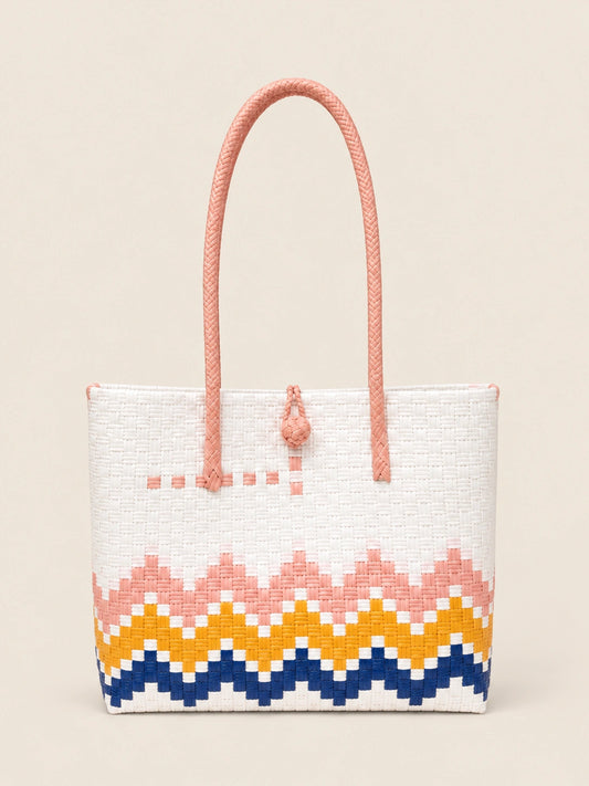Habi Bukang-Liwayway recycled-polypropylene structured bayong tote, front view