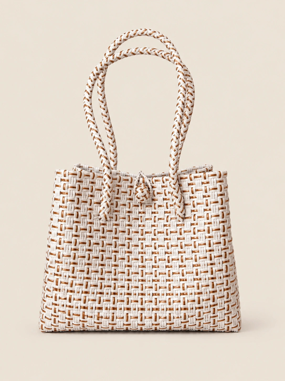 Habi Buri recycled-polypropylene structured bayong tote, front view