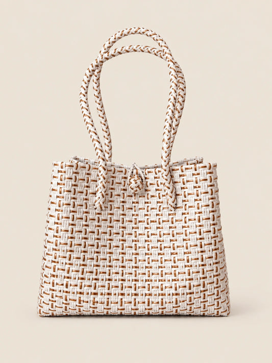 Habi Buri recycled-polypropylene structured bayong tote, front view