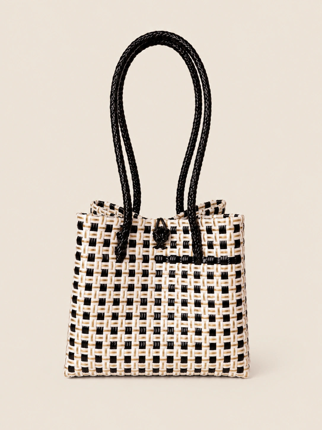 Habi Damero recycled-polypropylene structured bayong tote, front view