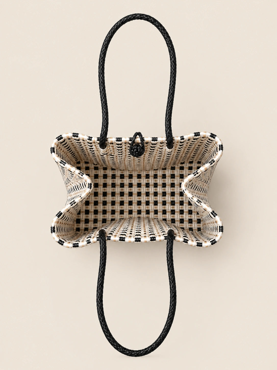 Habi Damero recycled-polypropylene structured bayong tote, interior view