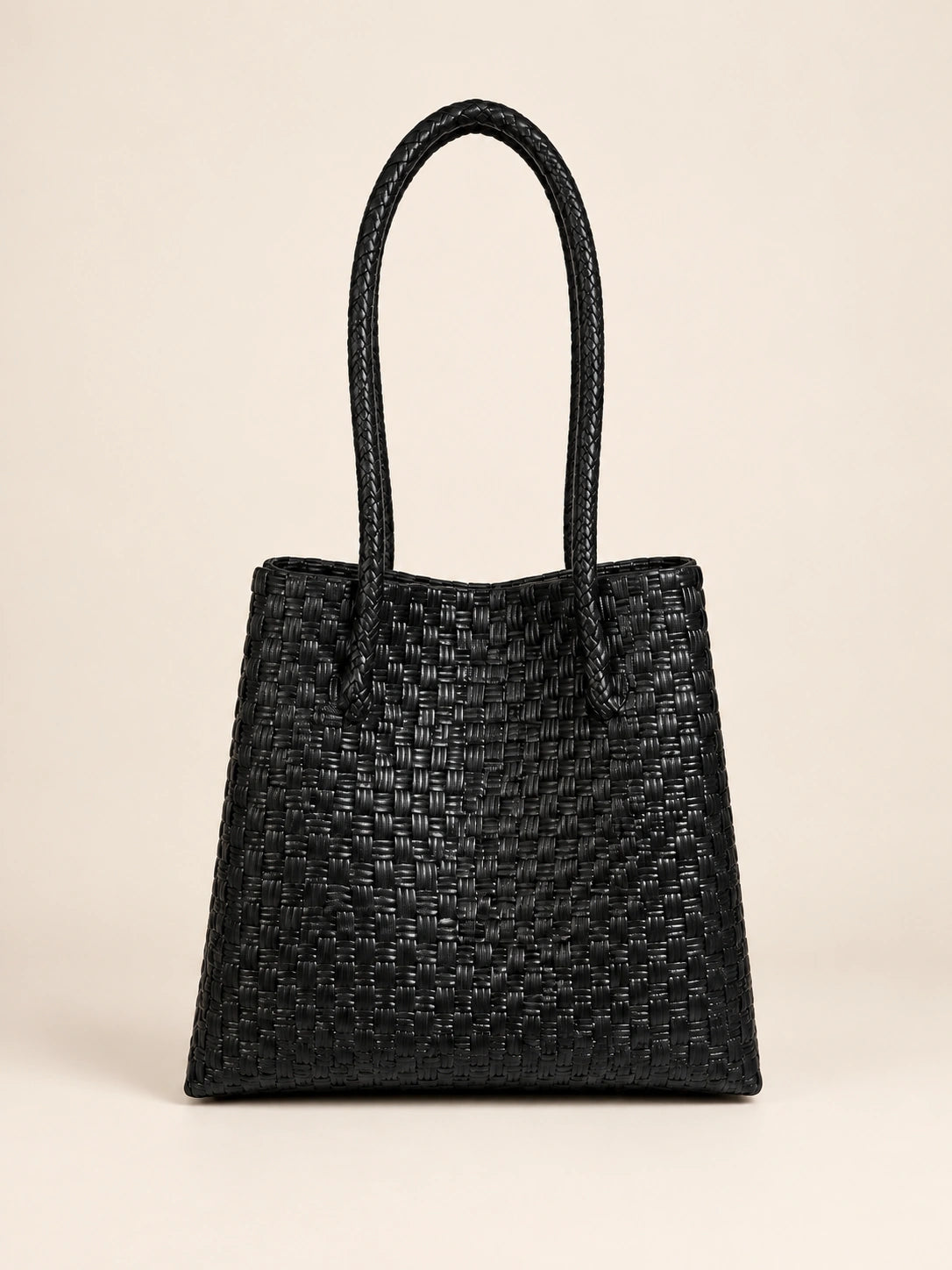 Habi Dilim recycled-polypropylene structured bayong tote, back view