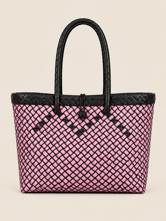 Habi Elegansya recycled-polypropylene structured bayong tote, front view