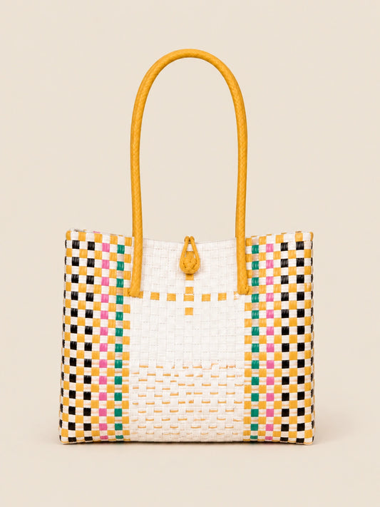 Habi Fiesta recycled-polypropylene structured bayong tote, front view