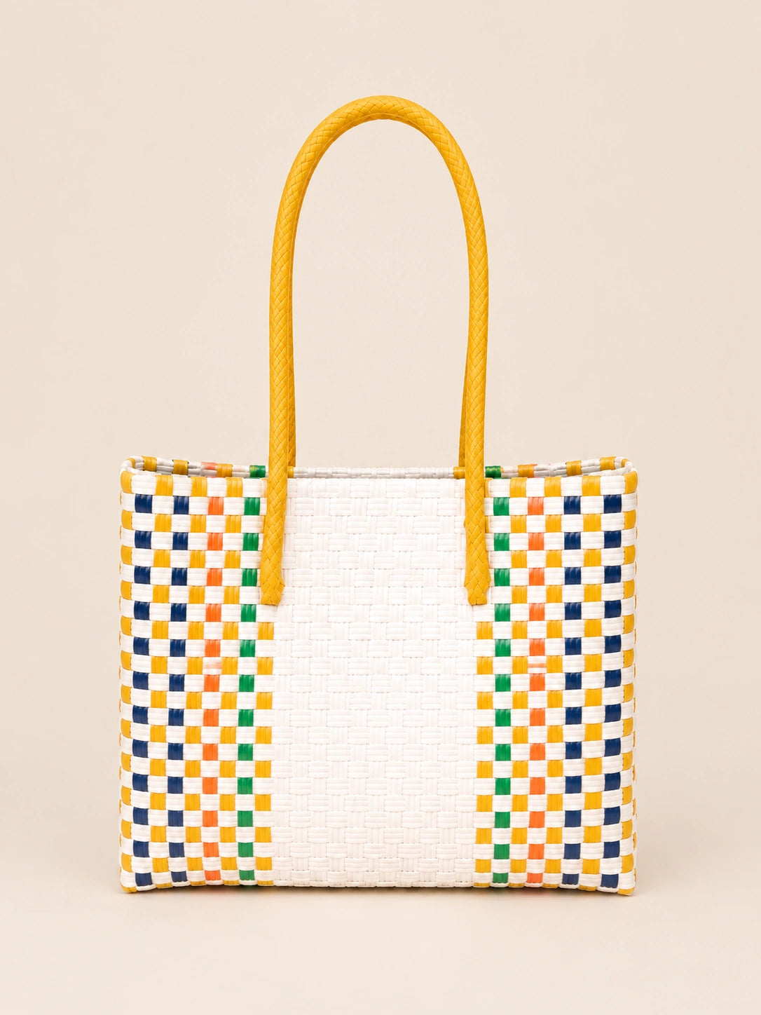Habi Fiesta recycled-polypropylene structured bayong tote, back view