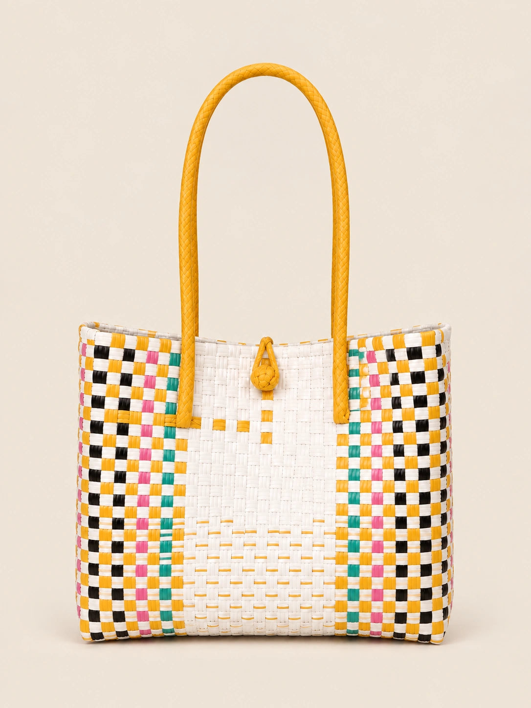 Habi Fiesta Malaki recycled-polypropylene structured bayong tote, front view