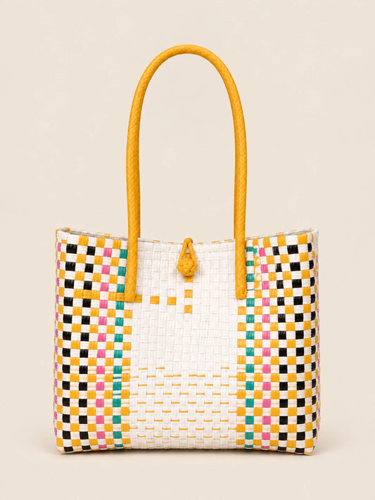 Habi Fiesta Malaki recycled-polypropylene structured bayong tote, front view