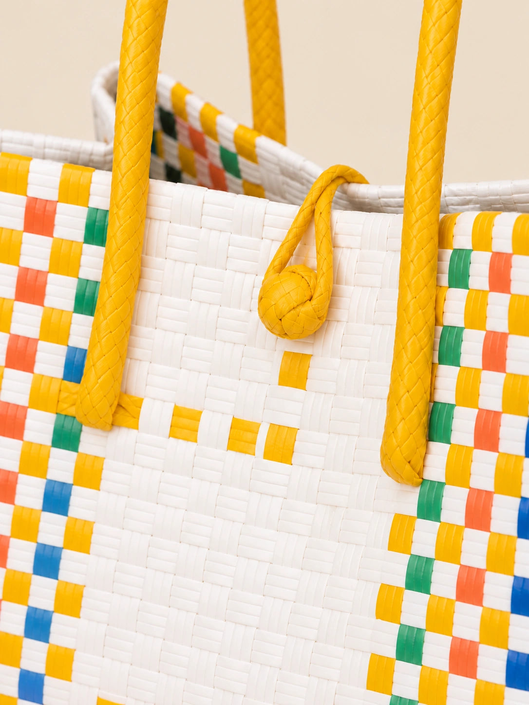 Habi Fiesta Malaki recycled-polypropylene structured bayong tote, woven detail