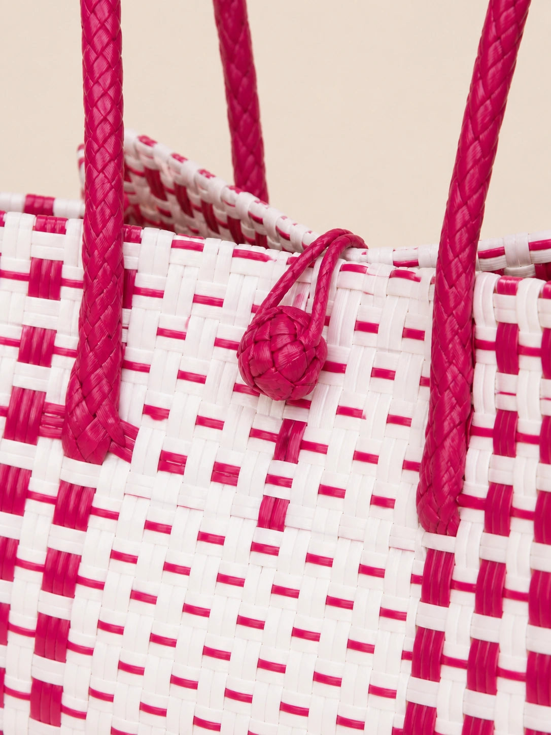 Habi Fresa recycled-polypropylene structured bayong tote, woven detail