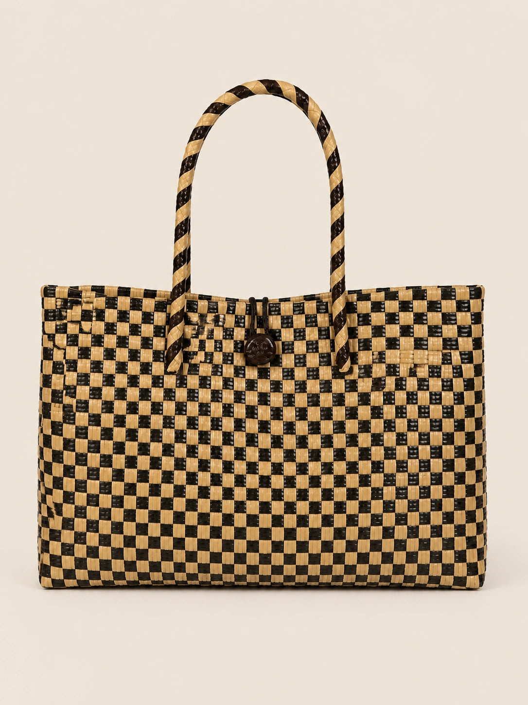 Habi Ginto — Malaki recycled-polypropylene structured bayong tote, front view