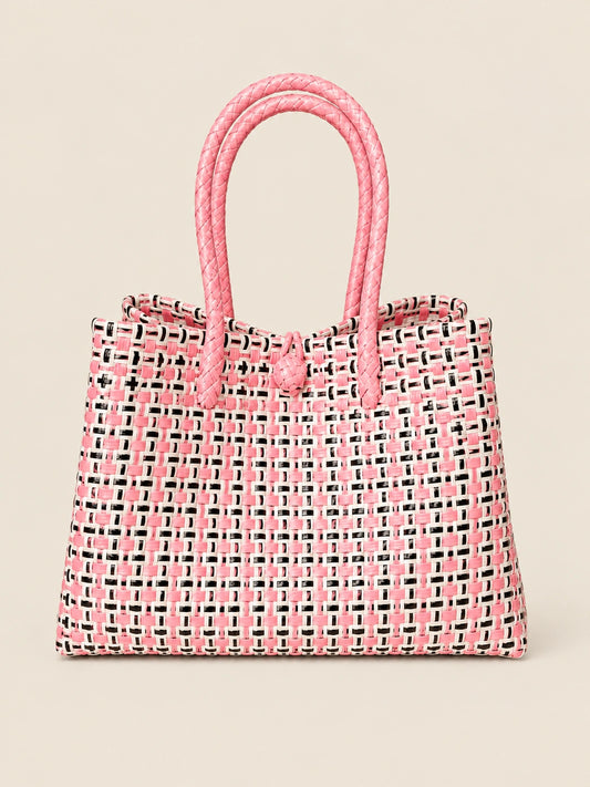 Habi Halo recycled-polypropylene structured bayong tote, front view