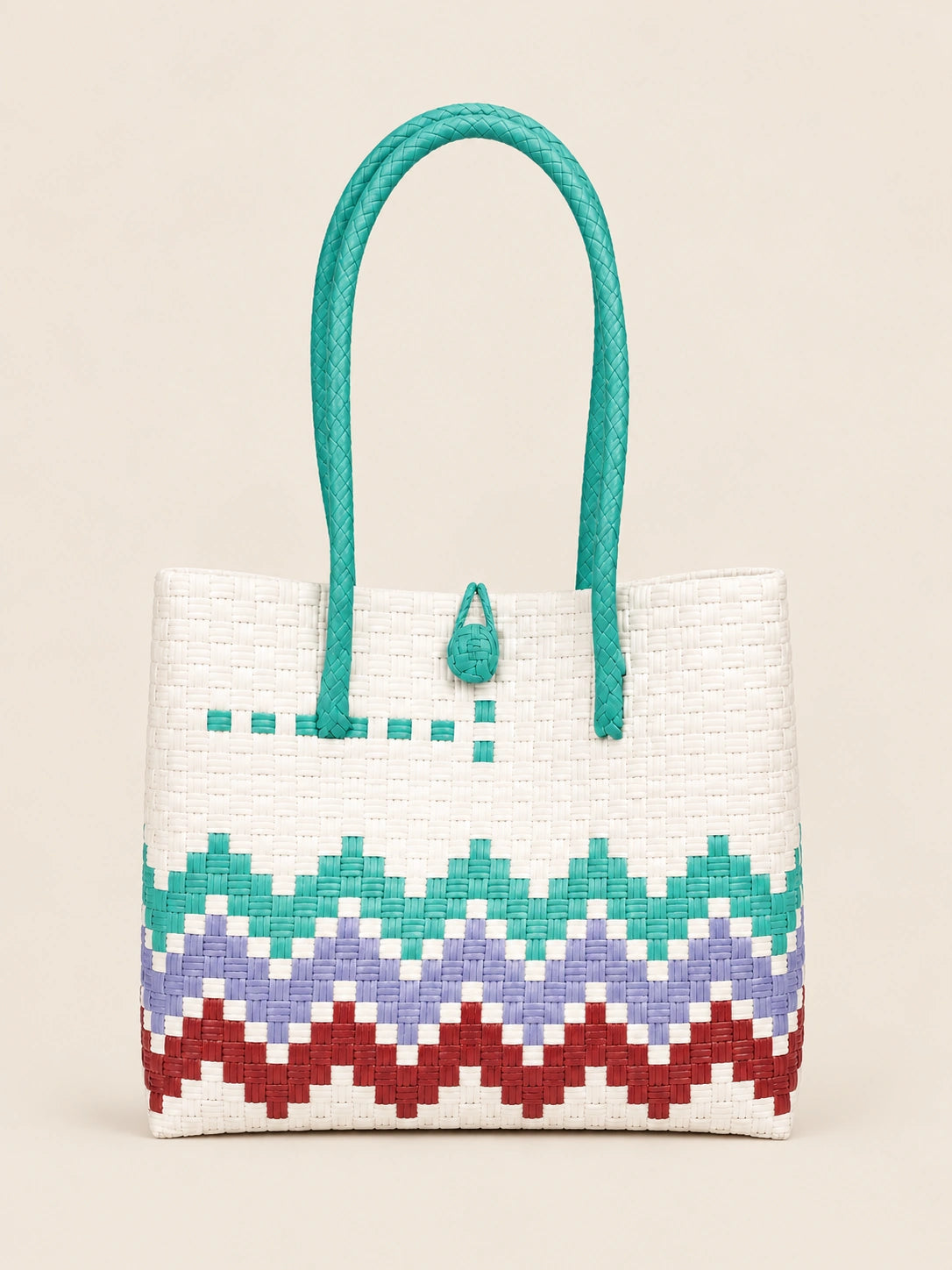 Habi Hardin — Chevron recycled-polypropylene structured bayong tote, front view