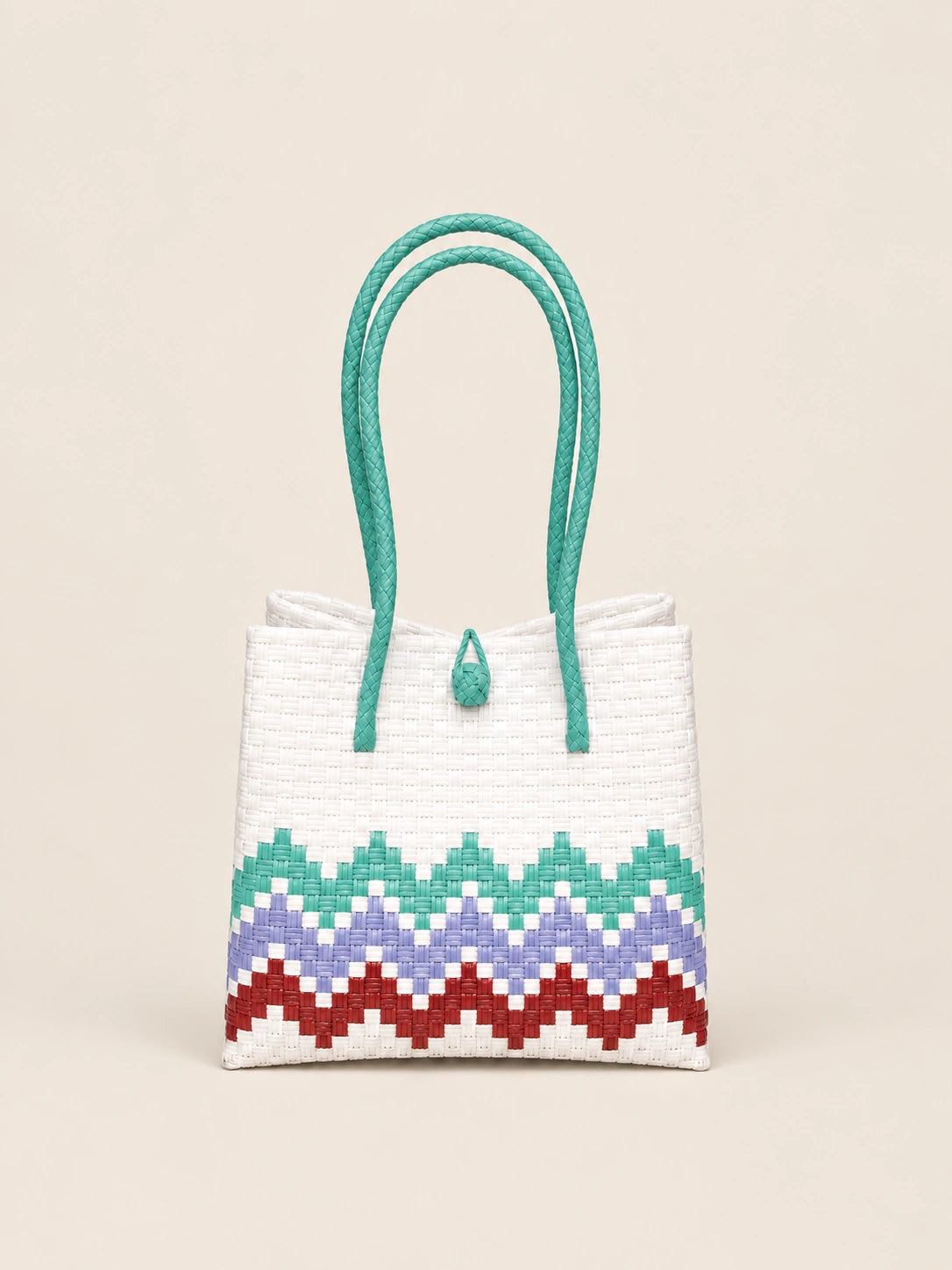 Habi Hardin — Chevron recycled-polypropylene structured bayong tote, back view