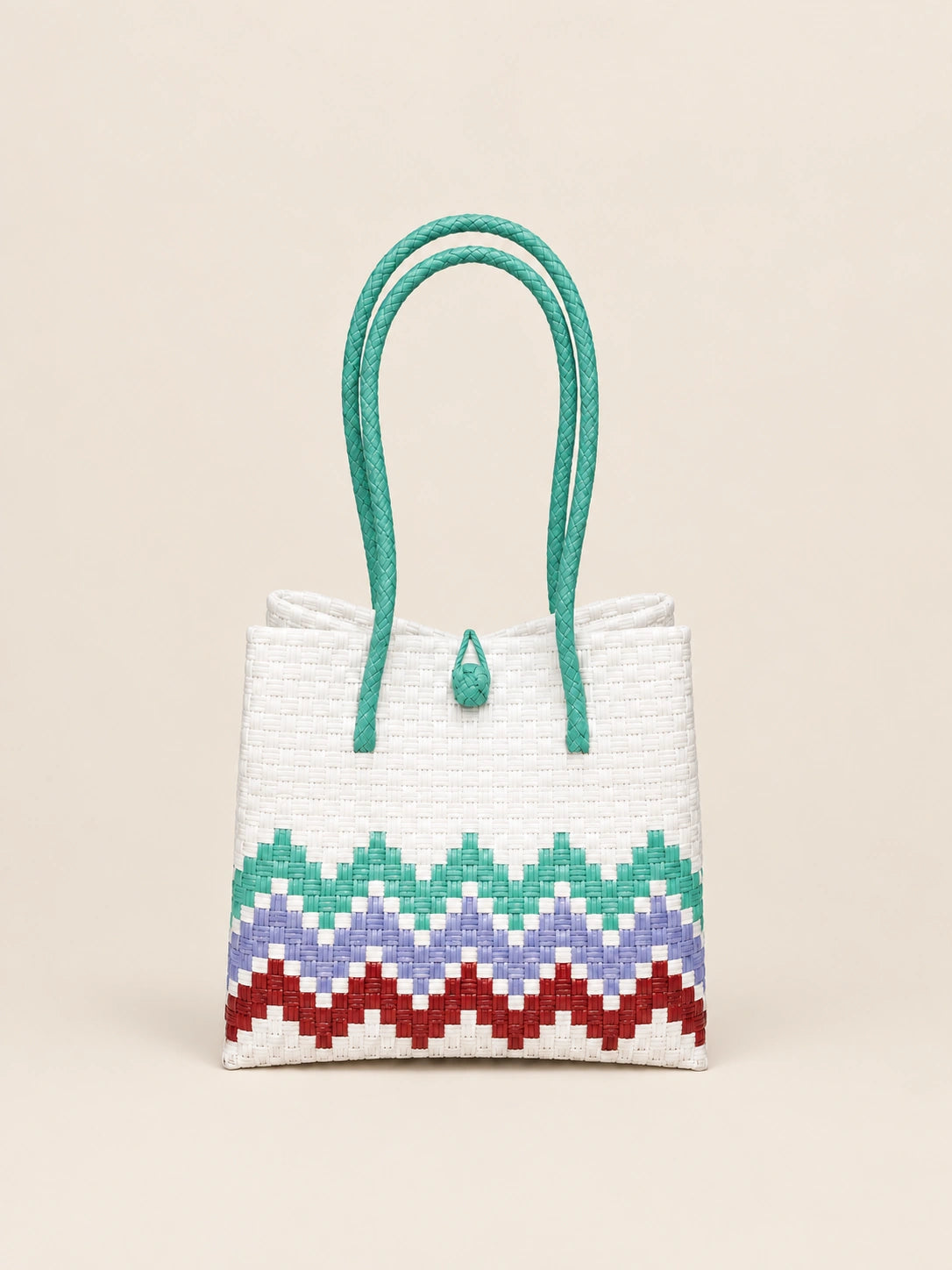 Habi Hardin Malaki recycled-polypropylene structured bayong tote, back view