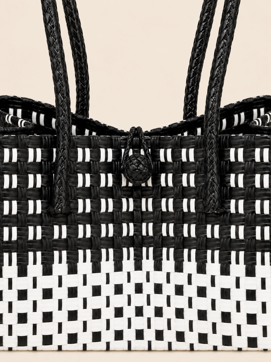 Habi Itim-Puti Malaki recycled-polypropylene structured bayong tote, woven detail