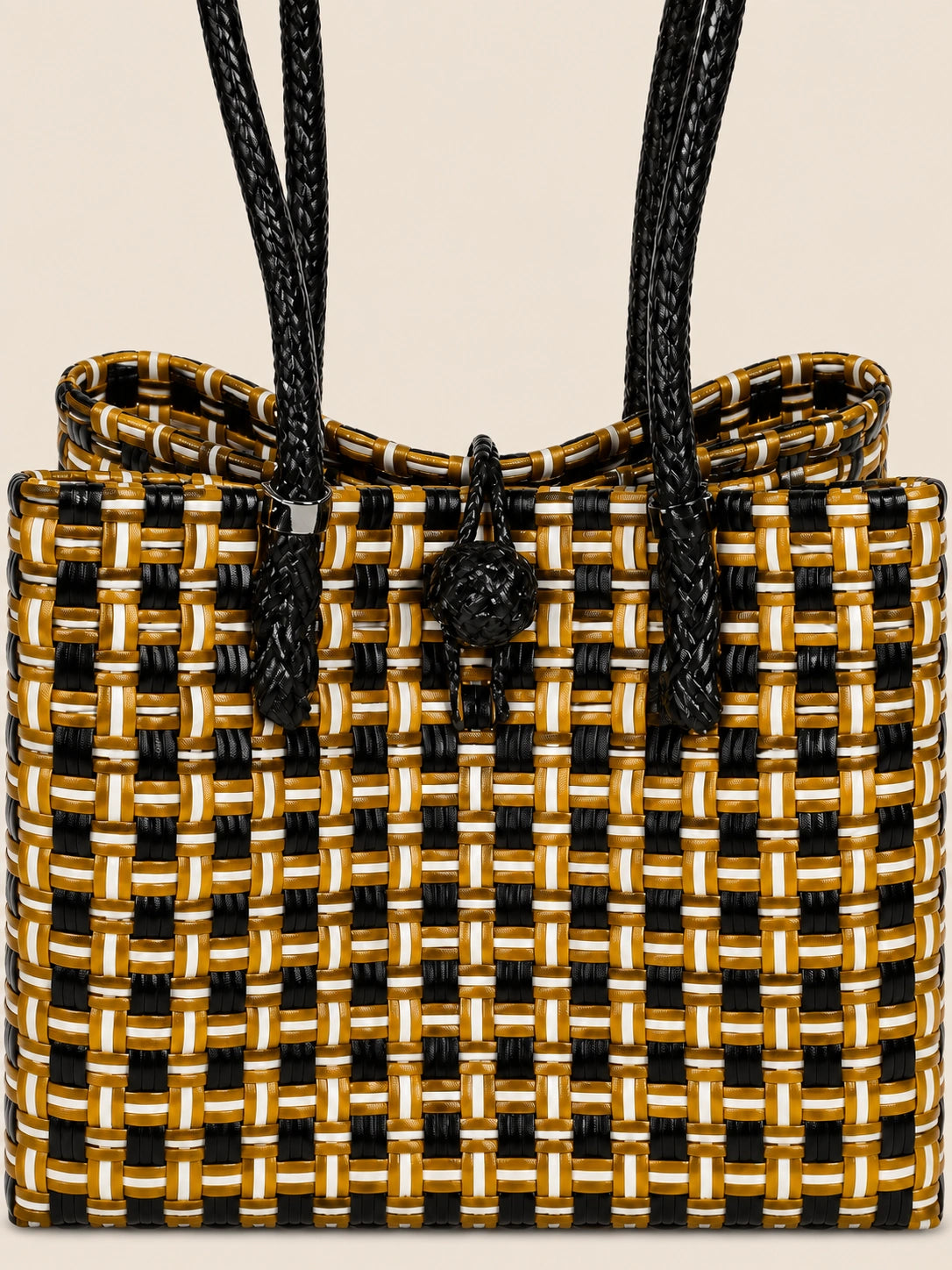 Habi Kayamanan recycled-polypropylene structured bayong tote, woven detail