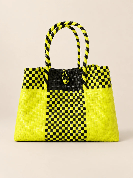 Habi Kidlat recycled-polypropylene structured bayong tote, front view