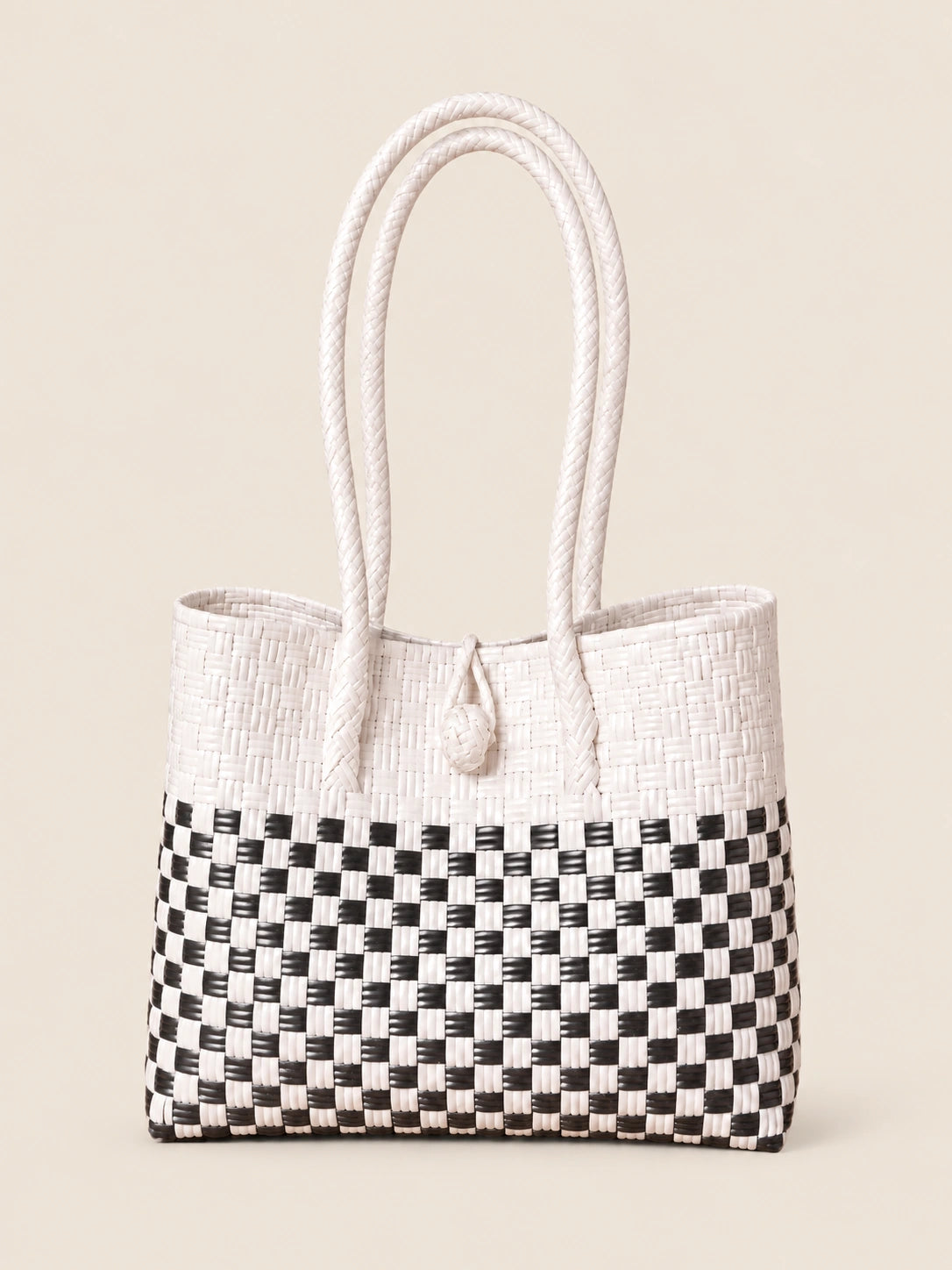 Habi Krema recycled-polypropylene structured bayong tote, front view