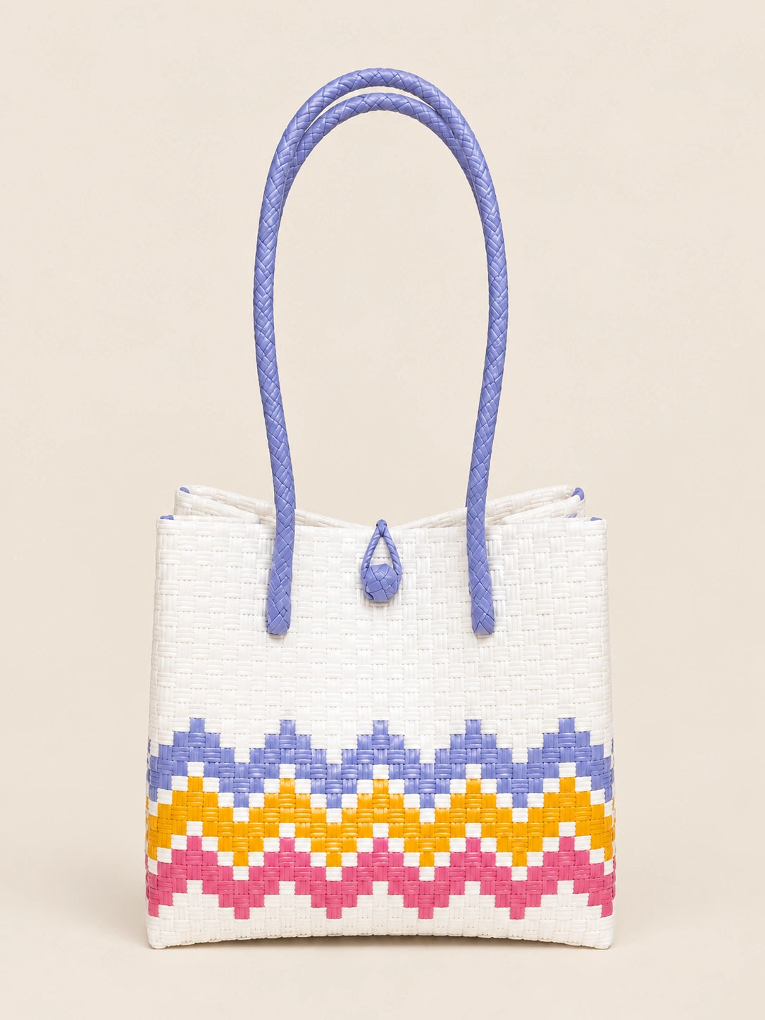 Habi Langit — Takipsilim recycled-polypropylene structured bayong tote, back view