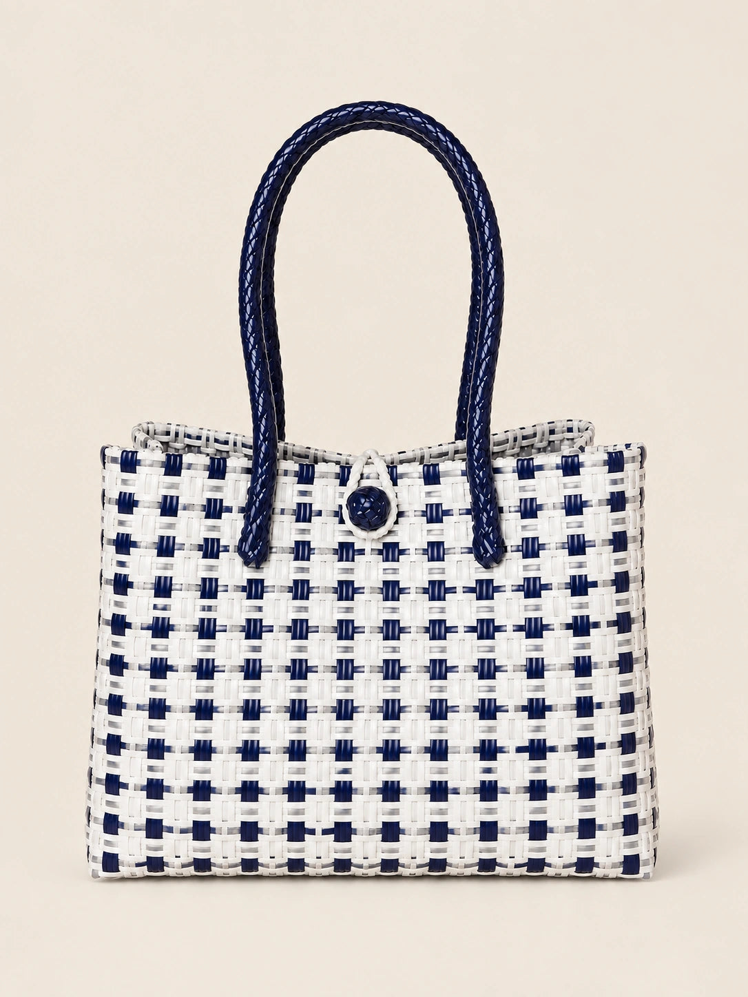 Habi Marino recycled-polypropylene structured bayong tote, front view