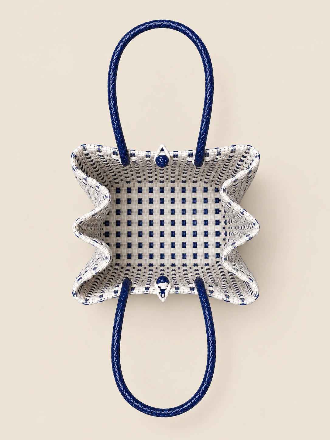 Habi Marino recycled-polypropylene structured bayong tote, interior view