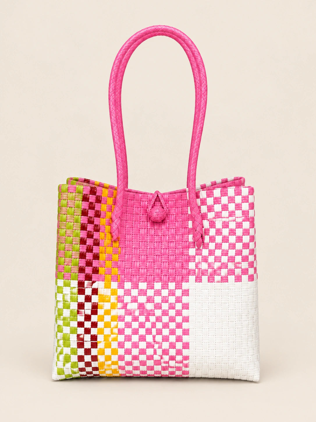 Habi Pista — Kwadro recycled-polypropylene structured bayong tote, back view