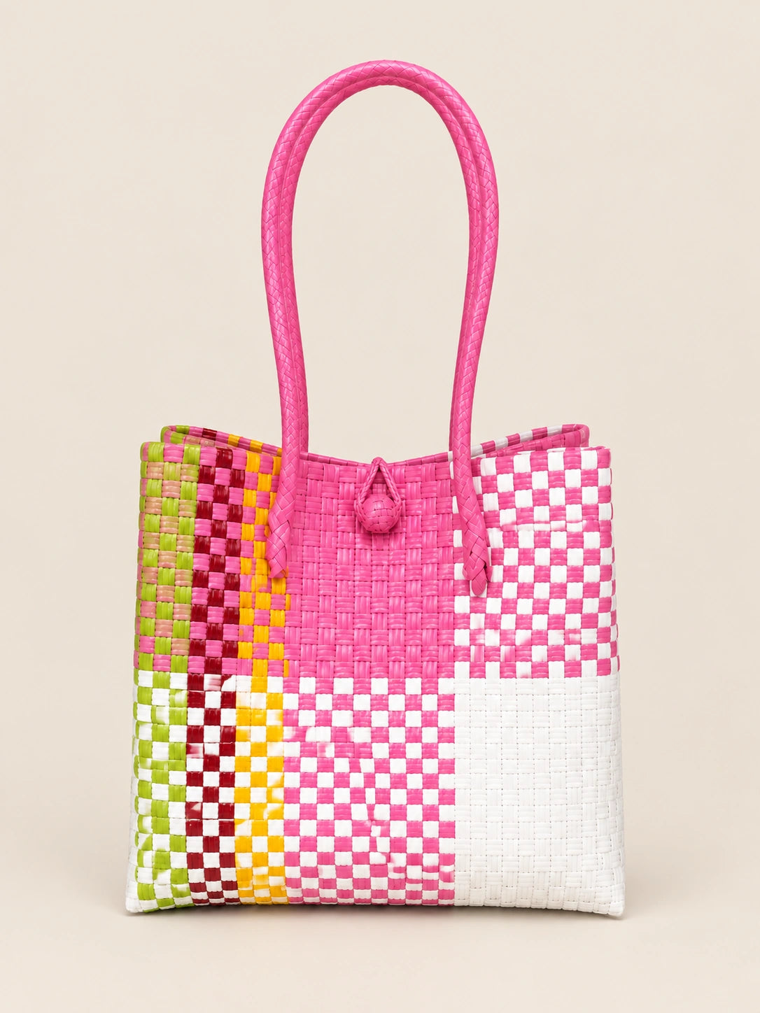Habi Pista Malaki recycled-polypropylene structured bayong tote, back view