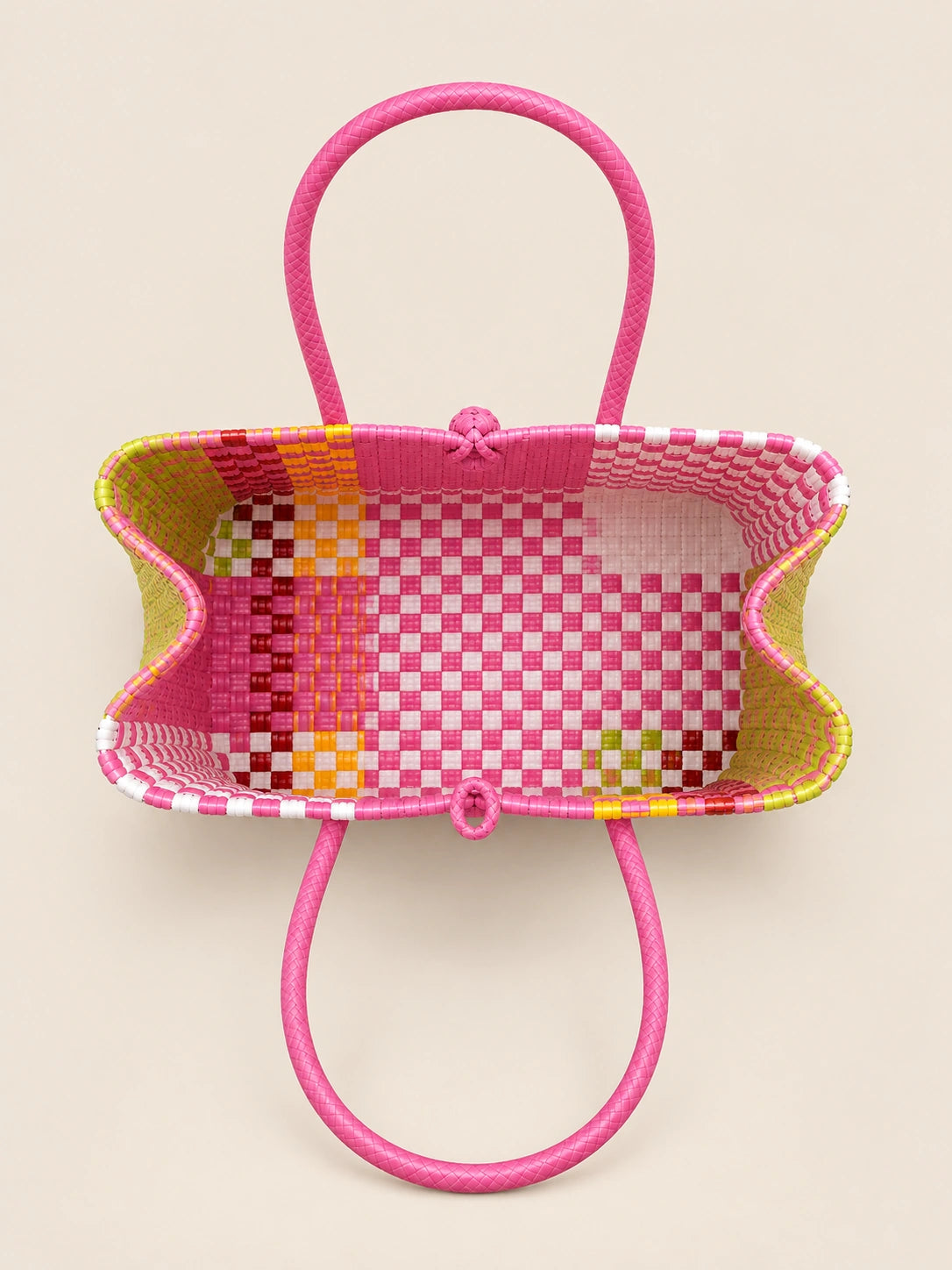 Habi Pista Malaki recycled-polypropylene structured bayong tote, interior view