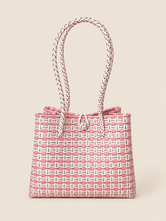 Habi Sampaguita — Pilak recycled-polypropylene structured bayong tote, front view