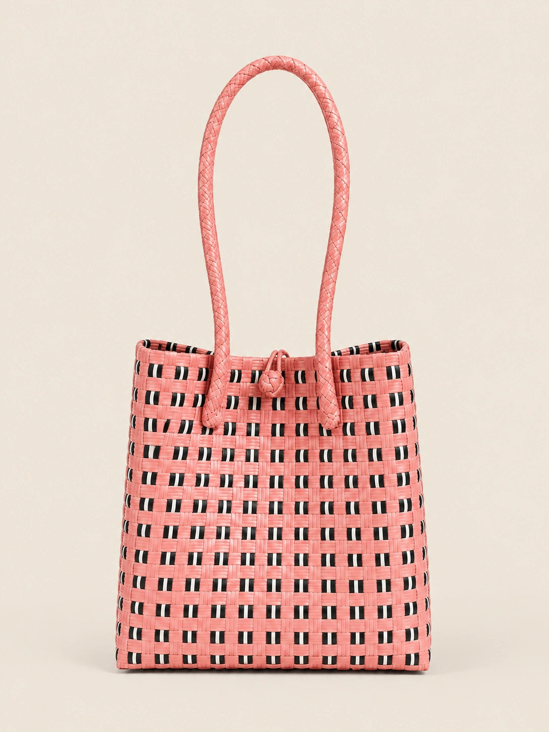 Habi Sampaguita — Kwadro recycled-polypropylene structured bayong tote, front view
