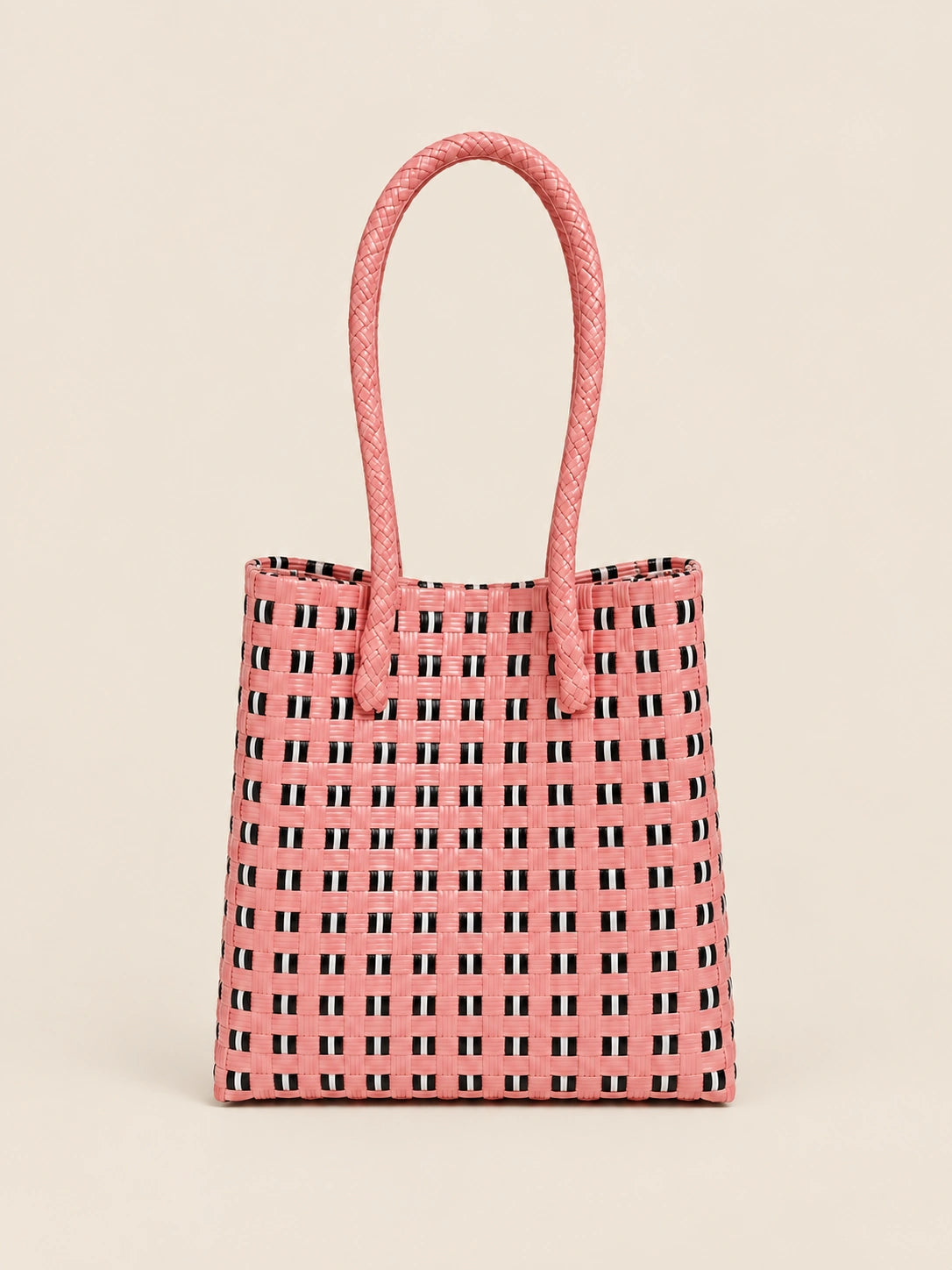 Habi Sampaguita — Kwadro recycled-polypropylene structured bayong tote, back view