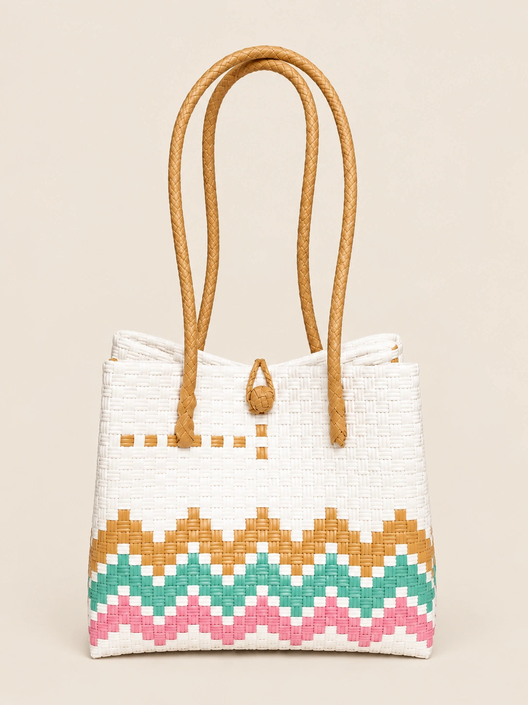 Habi Tagsibol recycled-polypropylene structured bayong tote, front view