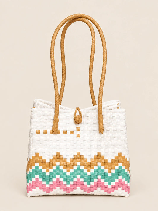 Habi Tagsibol recycled-polypropylene structured bayong tote, front view