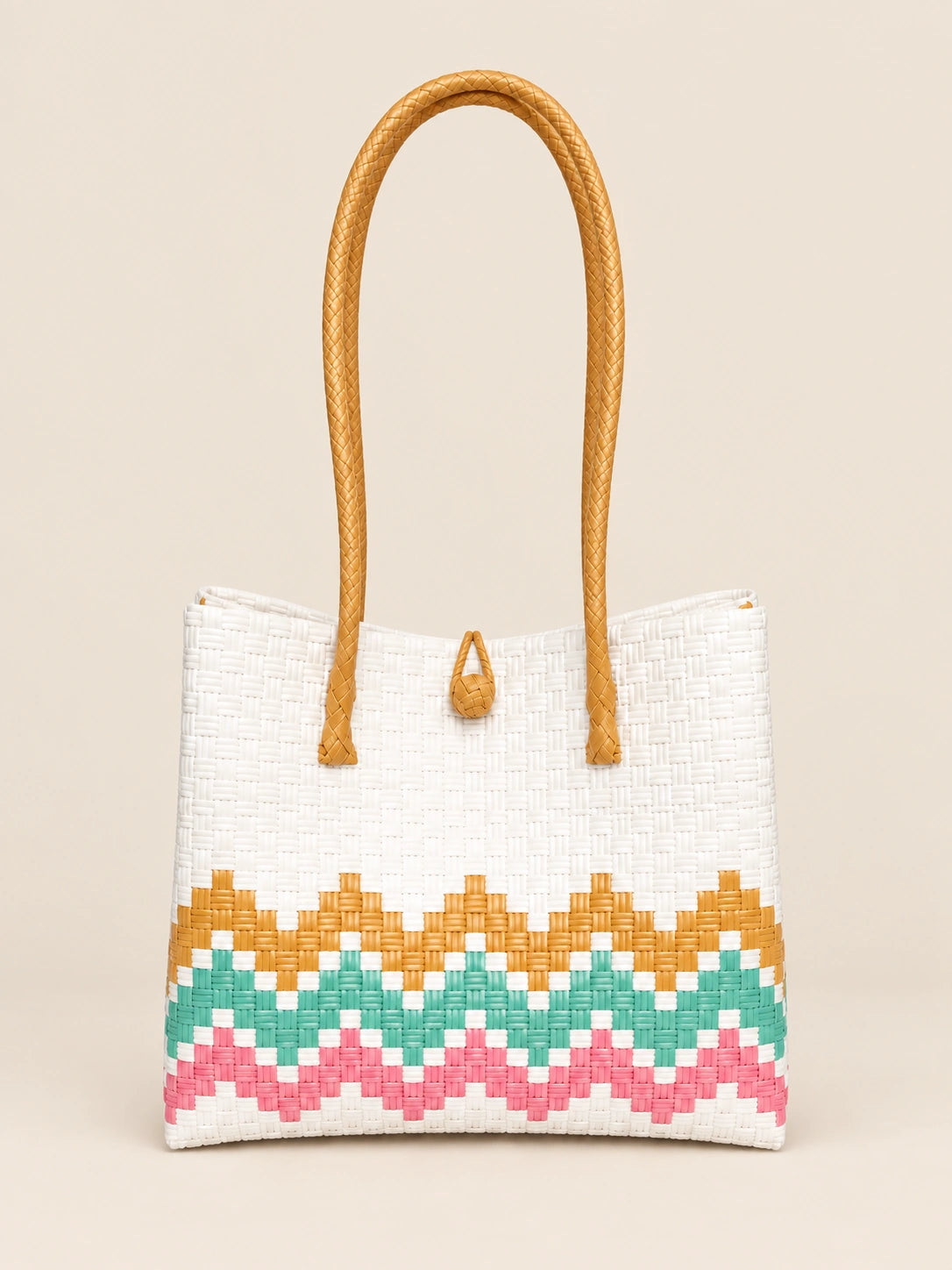 Habi Tagsibol recycled-polypropylene structured bayong tote, back view