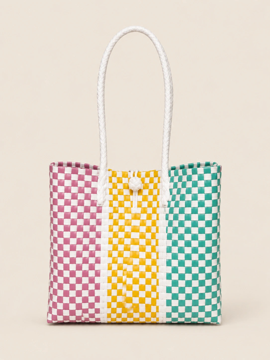 Habi Tatluhan recycled-polypropylene structured bayong tote, front view