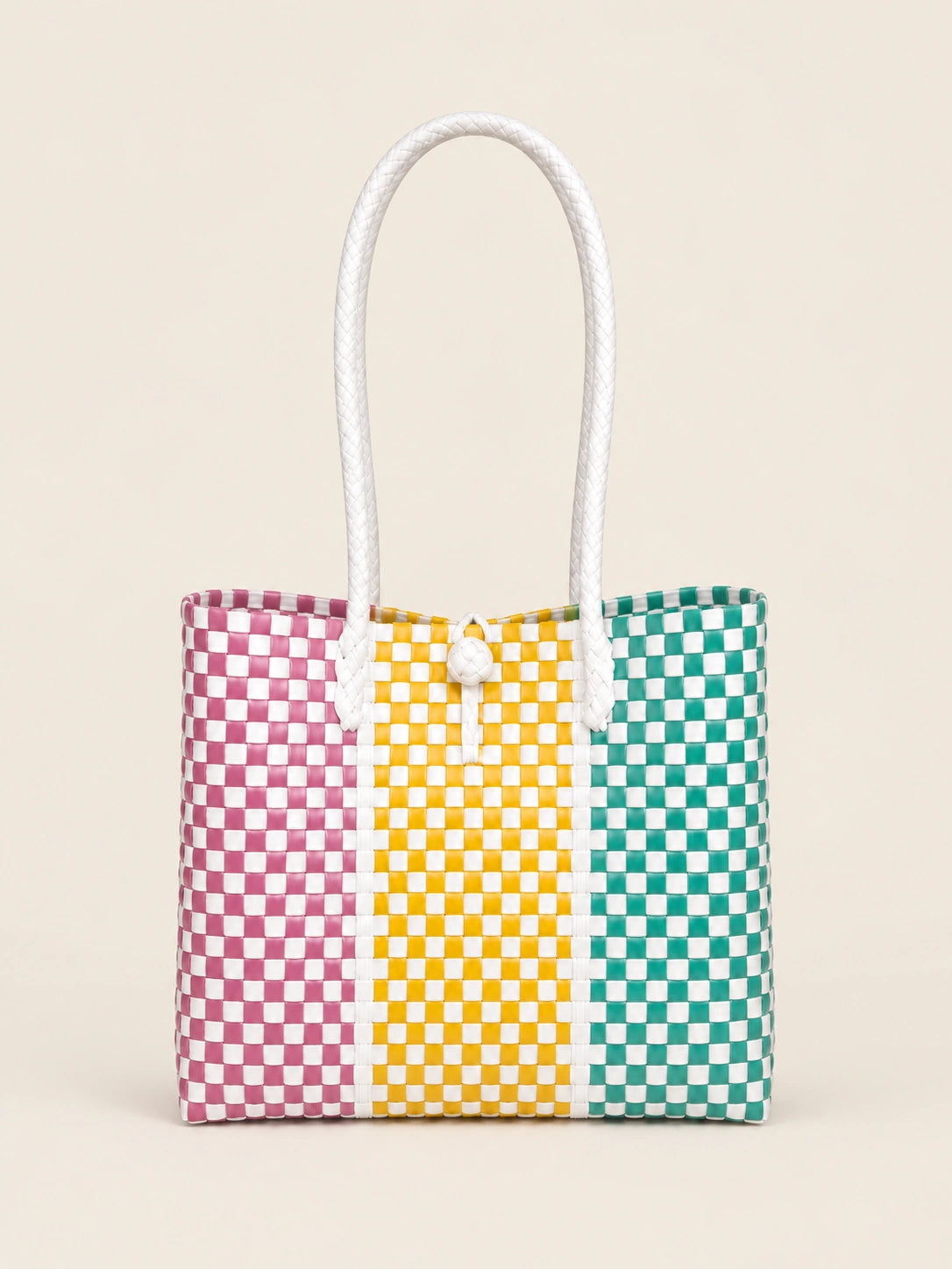 Habi Tatluhan recycled-polypropylene structured bayong tote, back view