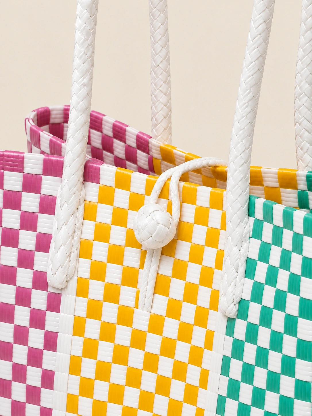 Habi Tatluhan recycled-polypropylene structured bayong tote, woven detail