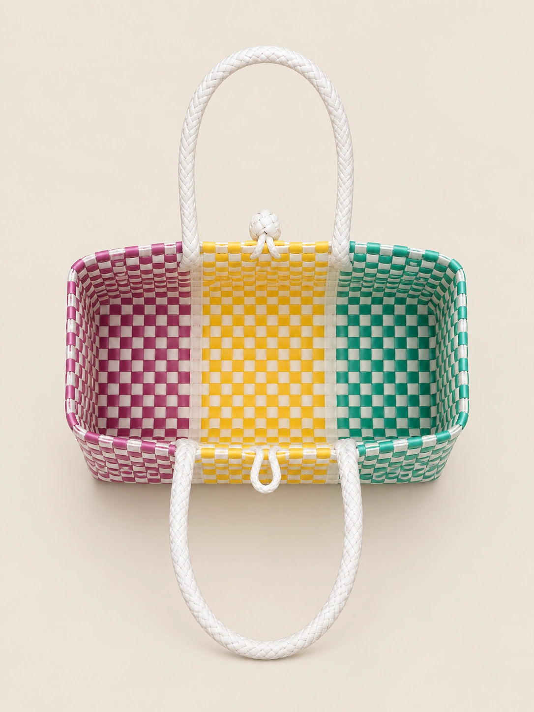Habi Tatluhan Munti recycled-polypropylene structured bayong tote, interior view