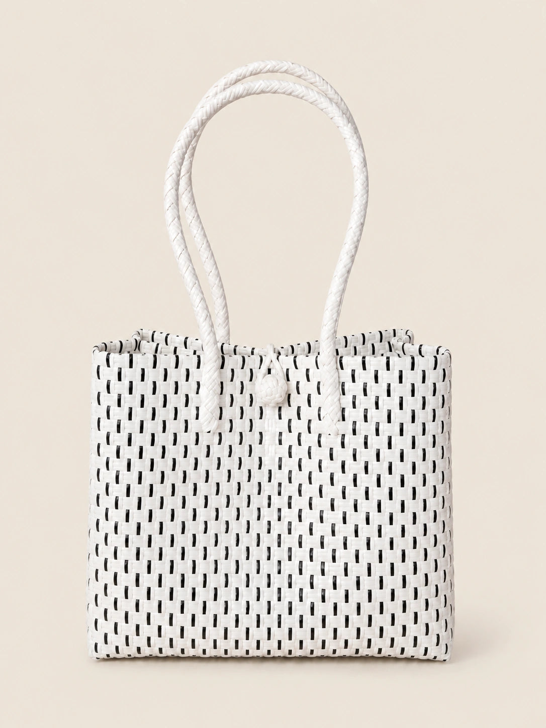 Habi Tinta recycled-polypropylene structured bayong tote, front view