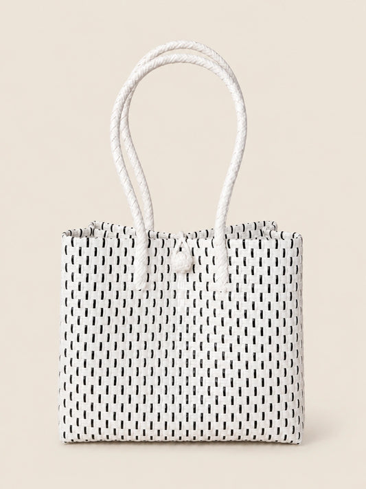 Habi Tinta recycled-polypropylene structured bayong tote, front view