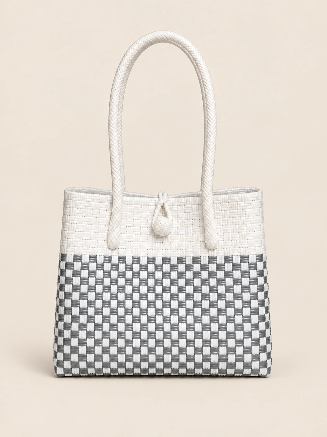 Habi Ulap — Pilak recycled-polypropylene structured bayong tote, back view